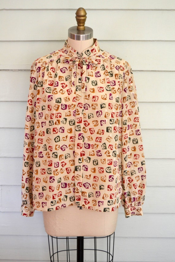 vintage 1970s patterned blouse / medium vintage b… - image 2