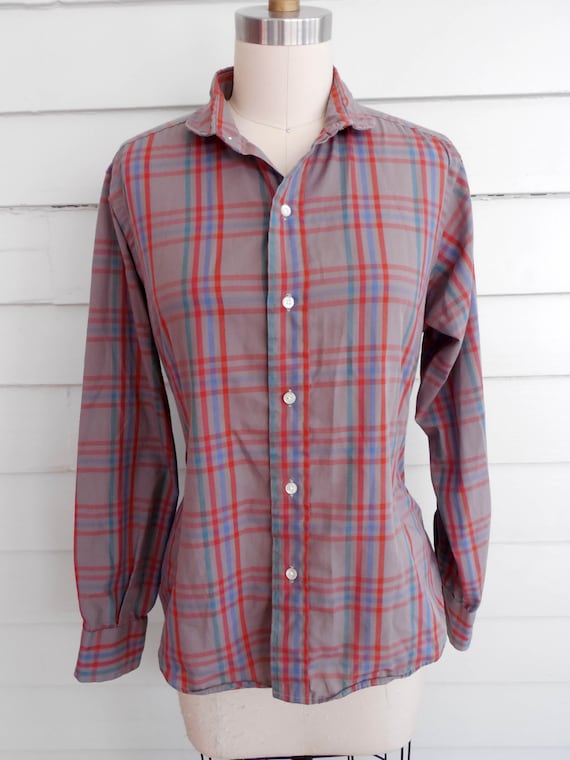 1970s cotton plaid shirt / Small Medium Large vin… - image 2