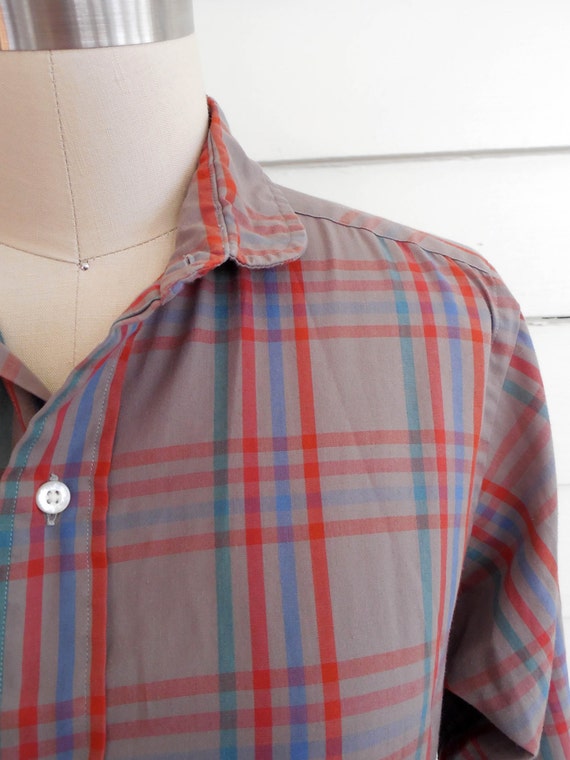 1970s cotton plaid shirt / Small Medium Large vin… - image 3