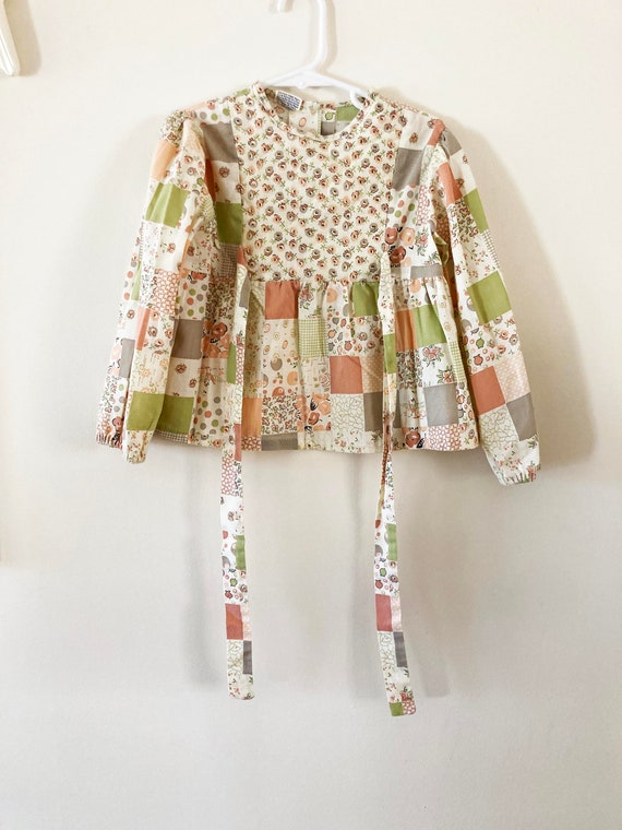 vintage 1970s baby girl blouse / 2T 3T floral tun… - image 4