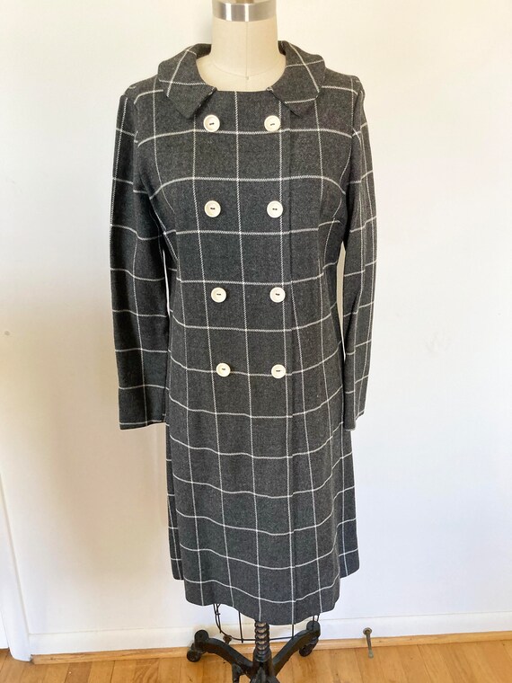 vintage 1960s shift dress / gray plaid dress / me… - image 3