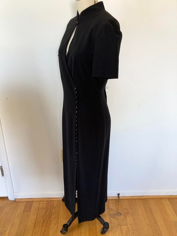 vintage 1990s liz claiborne black dress / long bl… - image 3