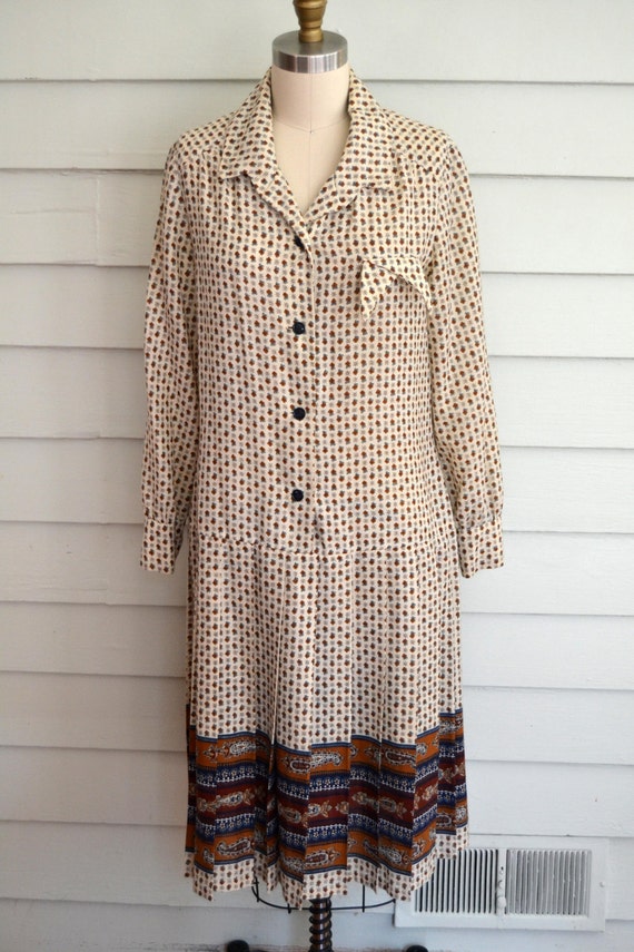 Vintage 1960s 1970s shirt dress / Medium Large vi… - image 2