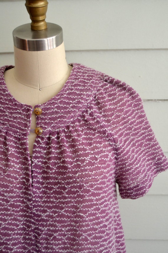 vintage 1960s or 1970s knit dress / vintage purpl… - image 3