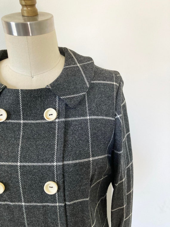 vintage 1960s shift dress / gray plaid dress / me… - image 5