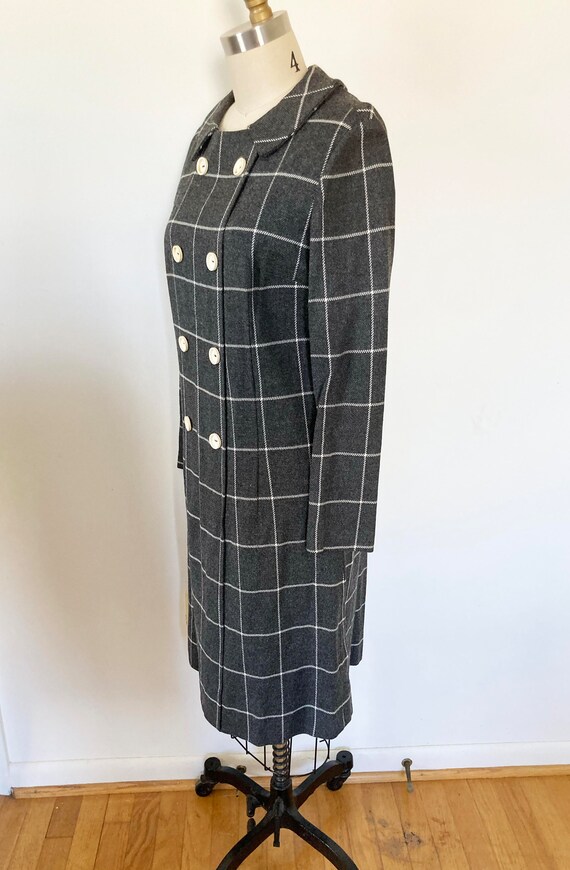 vintage 1960s shift dress / gray plaid dress / me… - image 6