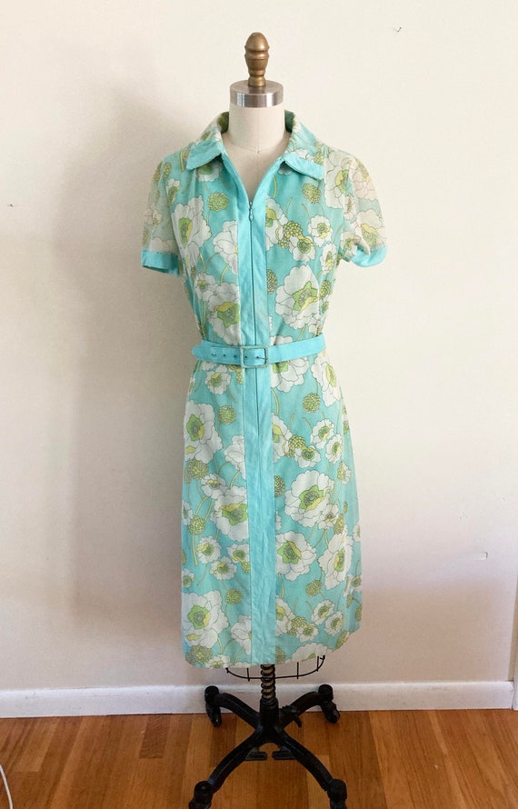 vintage 1960s floral print dress / small to mediu… - image 2