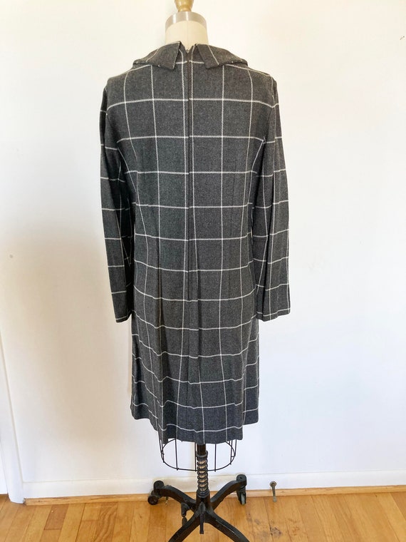 vintage 1960s shift dress / gray plaid dress / me… - image 7