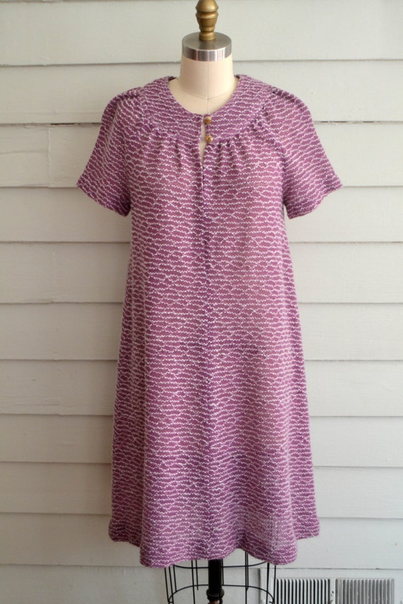 vintage 1960s or 1970s knit dress / vintage purpl… - image 2