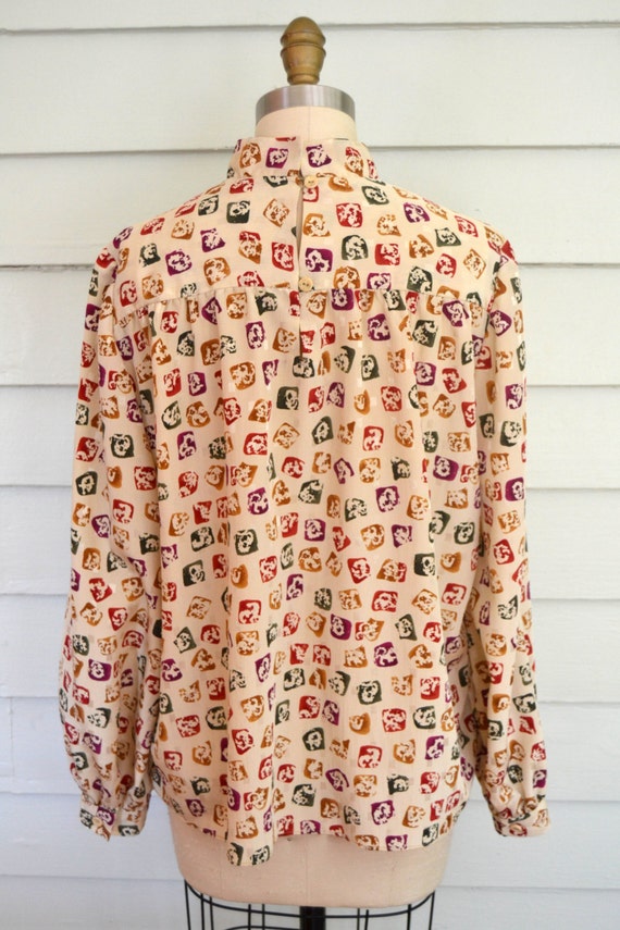 vintage 1970s patterned blouse / medium vintage b… - image 5