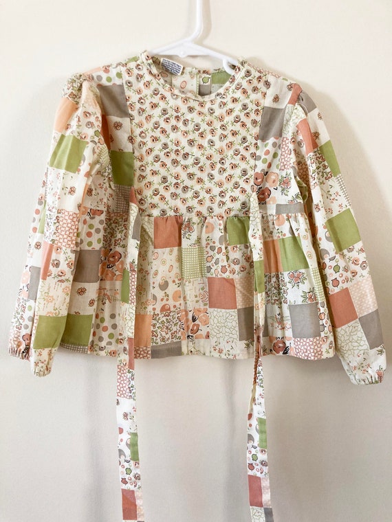 vintage 1970s baby girl blouse / 2T 3T floral tun… - image 8