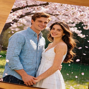 Large Rectangular Wooden Keepsake, Custom Photo Puzzle, Engagement 5th Anniversary Wedding Wall Art Gift