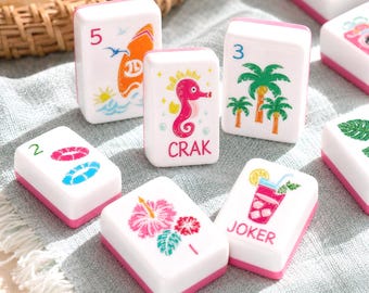 Mahjong Fliesenset am Strand, Mahjong Fliesenset, Mahjong Fliesenset, Luxus Mahjong Fliesen, Spielabend Geschenk