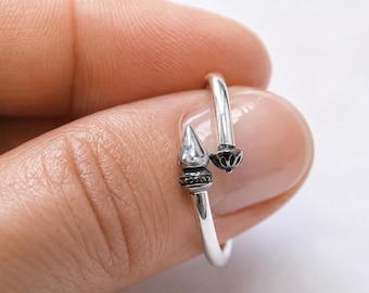 Handgemachter Gothic Statement Ring aus 925 Silber, silber