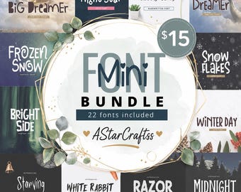 Pacote de Mini Fontes SVG, Pacote de Fontes Manuscritas, Fontes Decorativas Fofas, Coleção de Fontes Fantásticas, Fontes para Cricut, Fontes para Artesanato, Fontes Infantis