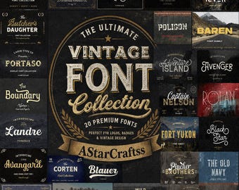 Pacote de Fontes Vintage em SVG | Fontes Serifadas Retrô para Exibição | Pacote de Tipografia para Uso Comercial | Design de Logotipo e Identidade Visual para Cricut