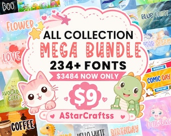 Pacote com mais de 234 fontes fofas para decoração em SVG | Coleção de fontes Kawaii | Fontes para Cricut | Fontes para Canva | Fontes para Procreate | Pacote de fontes para sublimação