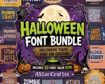 Pacote de fontes de Halloween em SVG | Fontes assustadoras para Cricut e artesanato (Download digital)