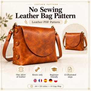 No Sew Leather Bag Pattern PDF, Sling Bag Pattern, Crossbody Purse DIY, Beginner Leathercraft, A4 US Letter A1