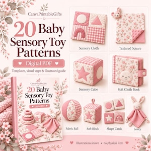 Baby Sewing Patterns PDF Bundle: 20 Sensory Toys, Soft Blocks & Cloth Books