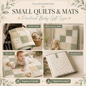 25 Baby Quilt Patterns PDF, Easy Beginner Patchwork Quilts, Stroller Quilt, Play Mat and Baby Blanket Sewing Guide