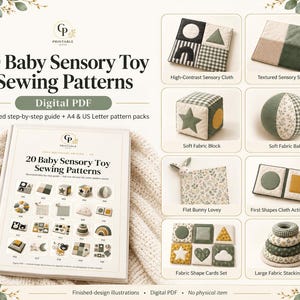 Baby Sewing Patterns PDF Bundle: 20 Sensory Toys, Soft Blocks & Cloth Books