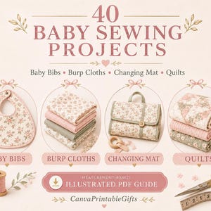 Guía de 40 proyectos de costura para bebés: baberos, paños para eructar, colchas (descarga en PDF)