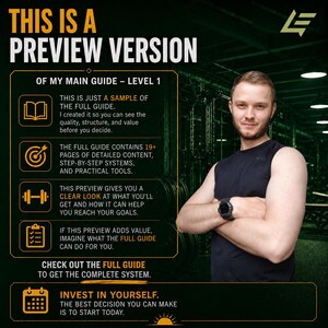 Guía de entrenamiento en el gimnasio para hombres ocupados / Programa de desarrollo muscular para principiantes Nivel 1 / VERSIÓN DE PREVISUALIZACIÓN - por LegioForce