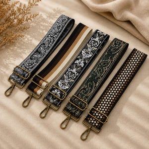 Embroidered Wide Bag Strap, Adjustable Crossbody Strap, Woven Replacement Shoulder Strap, Detachable Purse Strap for Handbags