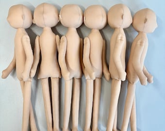 Set mit 6 beigefarbenen, handgefertigten Stoffpuppenkörpern (37,3 cm), leere Stoffpuppenbasis