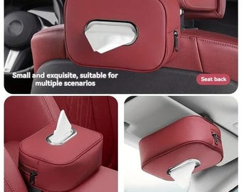1PC PU Leather Car Tissue Box Holder Sun Visor Storage Organizer Interior Accessory
