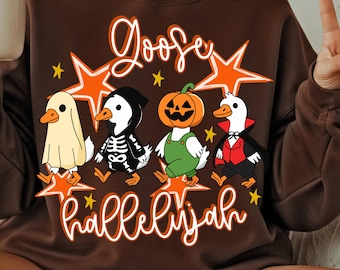 Grappige Halloween-gans png, spooky halleluja herfstsublimatie, trendy herfstvogelshirtontwerp digitaal