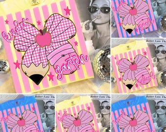 Preppy Back to School png-bundel, blauwe gingangpotloodstriksublimatie, pre-K tot 4e leerjaar leraar Apple eerste dag digitaal