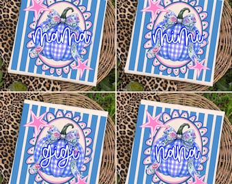 Preppy herfst mama png-bundel, gestreepte bloemenpompoenstrik sublimatie, trendy coquette herfstshirt Pumpkin Spice digitaal
