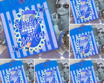Preppy Back to School png-bundel, BLAUW geblokte bliksemschichtsublimatie, docent Apple Pre-K tot 4e leerjaar eerste dag digitaal