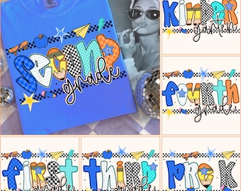 Jongens geruit terug naar school PNG-bundel, geruit shirtontwerp eerste dag, kleuterschool, kleuterschool, kleuterschool, sublimatie schooljongen