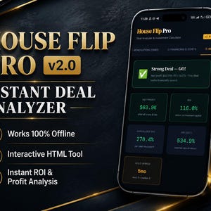 FlipCalc: 1-Click US House Flipping HTML Tool. Input basics, click costs, get instant Buy/Pass verdict & PDF reports. Fast and offline!