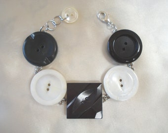 Black and White Vintage Button Bracelet