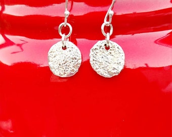 Round Sterling Silver Textured Earrings