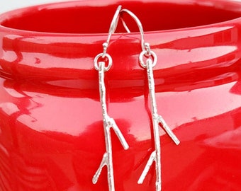 Twig Branch Sterling Silver Earrings