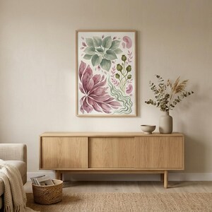 Botanische Wand Kunst | Mohnblumen Aquarell | Druckbare Wandkunst | Schlafzimmer Dekor Bild 2