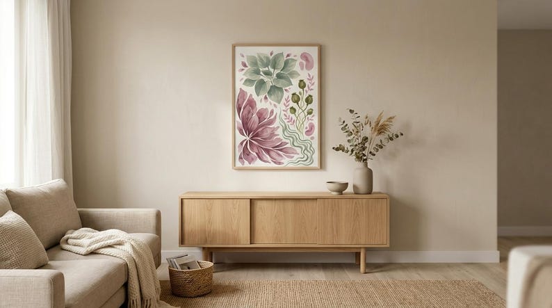 Botanische Wand Kunst | Mohnblumen Aquarell | Druckbare Wandkunst | Schlafzimmer Dekor Bild 2