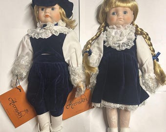Artisan Musical Twin Dolls 1980’s  New In Box