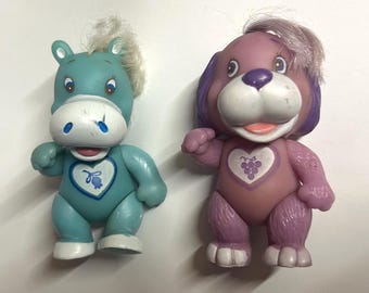 1985 Soma Love Pet Poseable Figures Dog & Hippo