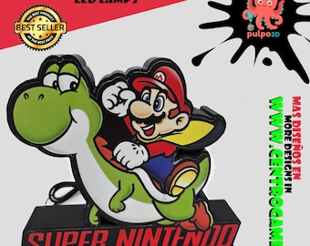 Lampe LED décorative pour chambre de gamer, style rétro, inspirée de Nintendo Super Mario Bros (YOSHY).