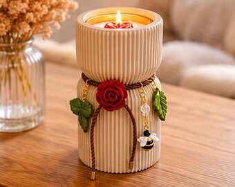 Handcrafted Refillable Candle Holder Kit | Flute Collection | Candle & Match Holder Gift Set