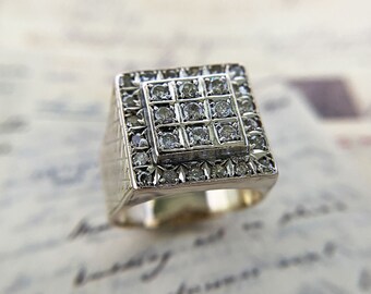 Vintage 8K Two Tone Gold Square Diamond Men's Ring (US Ring Size 10) from the Philippines