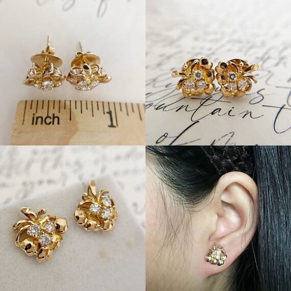 Retro contrast blue orange petal fruit earrings - Shop niaoyoo Earrings &  Clip-ons - Pinkoi