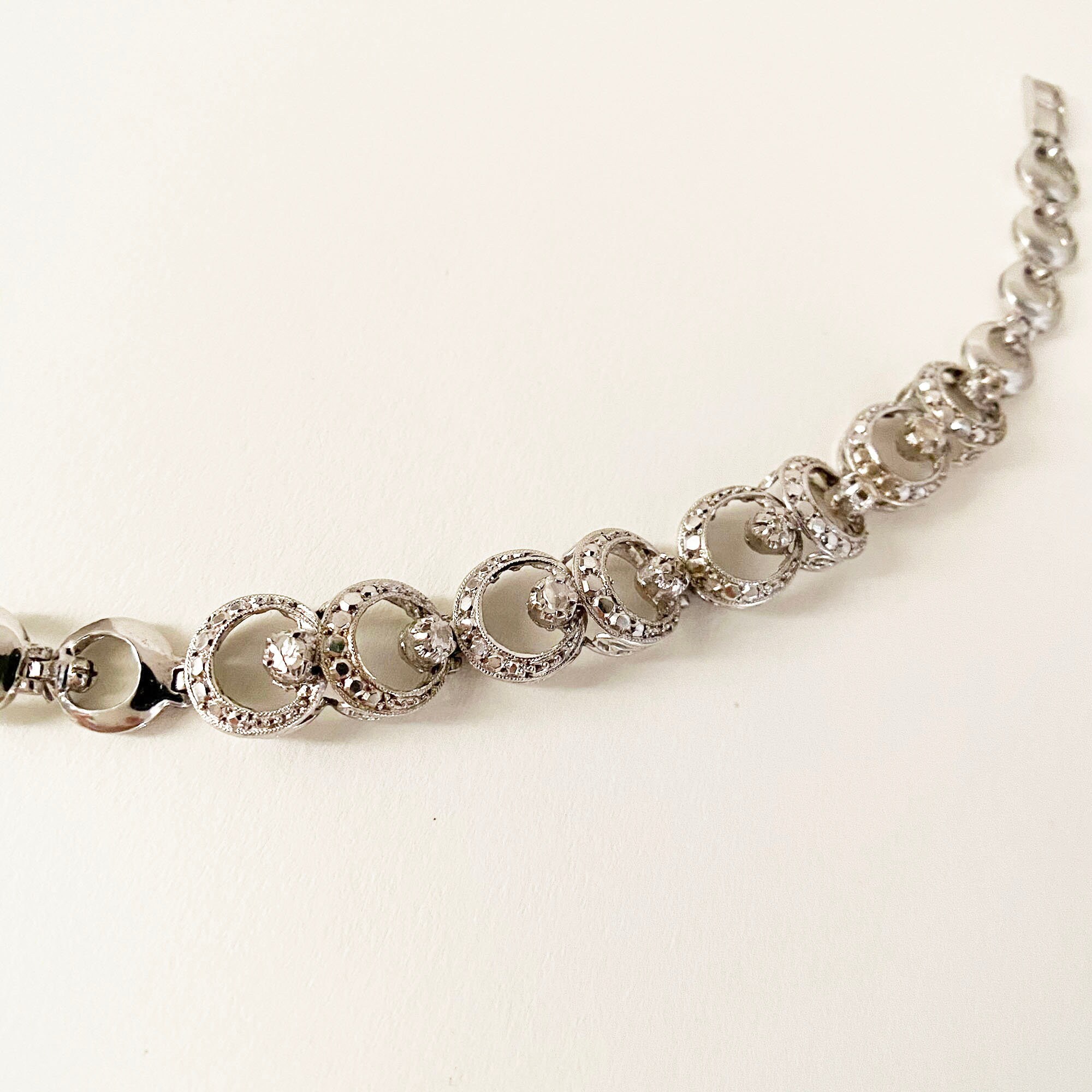 Vintage 10K White Gold Bracelet With Diamante Diamonds From Etsy UK
