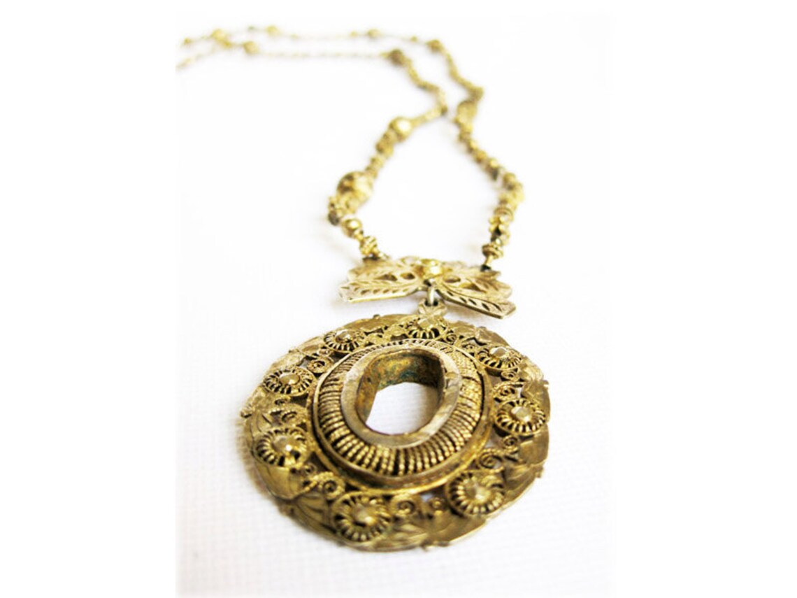 Antique Tambourine Necklace from the Philippines Etsy
